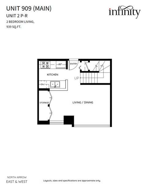 Floor plan for 2 beds, 2 baths